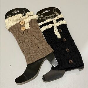 NWT Pair of Knit Leg Warmers with Button Accents